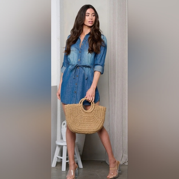 Denim Dark Blue Mini Dress - Picture 2 of 3